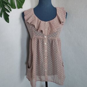 Daniel Rainn Smock Style Sheer Blouse Top